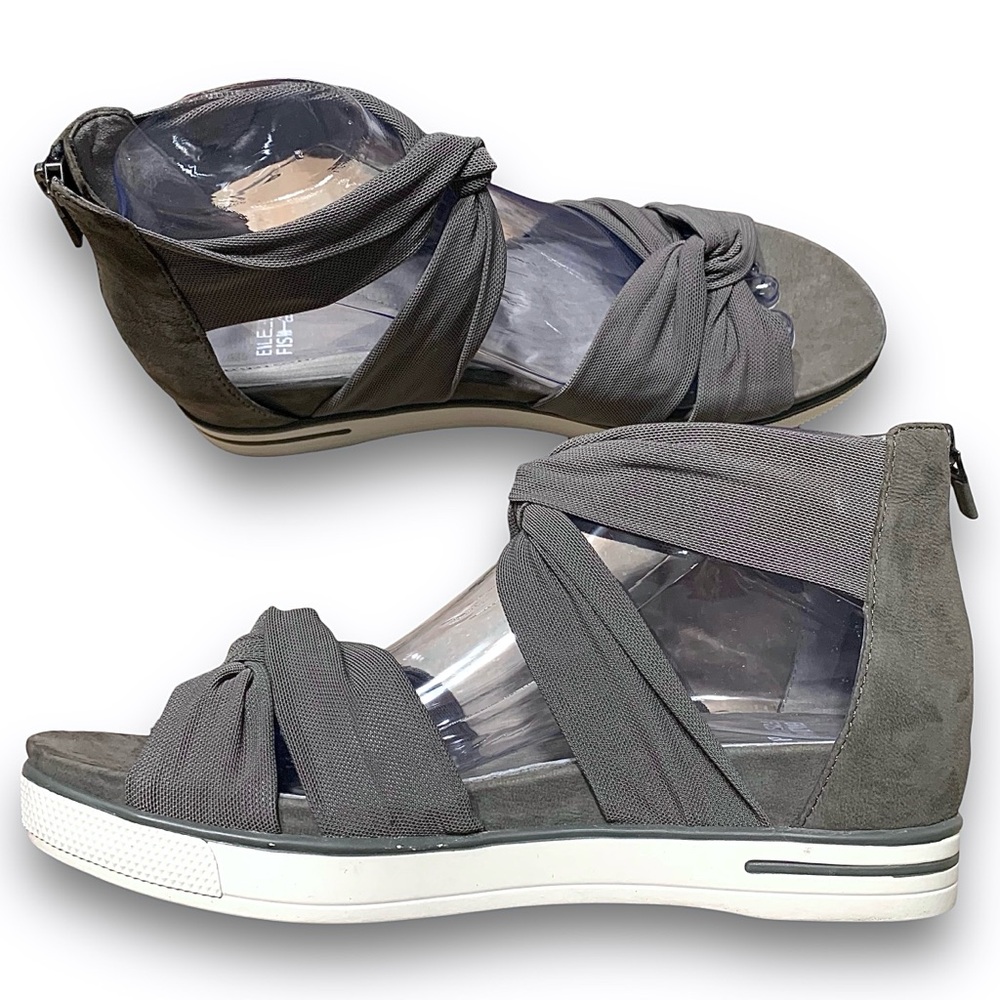 Eileen Fisher Strappy Grey Summer Sandals Size 8.5